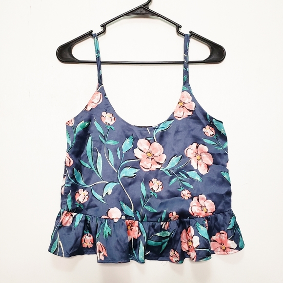 Topshop Tops - Topshop floral crop tank top with ruffle hem